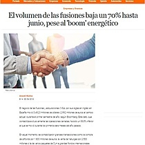 El volumen de las fusiones baja un 70% hasta junio, pese al 'boom' energtico